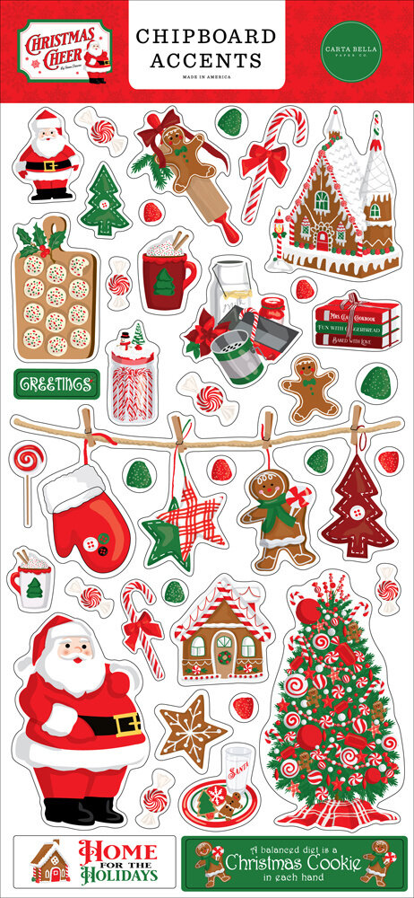 Carta Bella Christmas Cheer 6x13 Inch Chipboard Accents (CBCHR141021) (OUTLET)