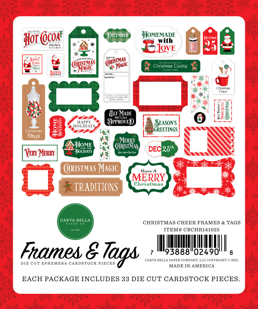 Carta Bella Christmas Cheer Frames & Tags (CBCHR141025) (OUTLET)