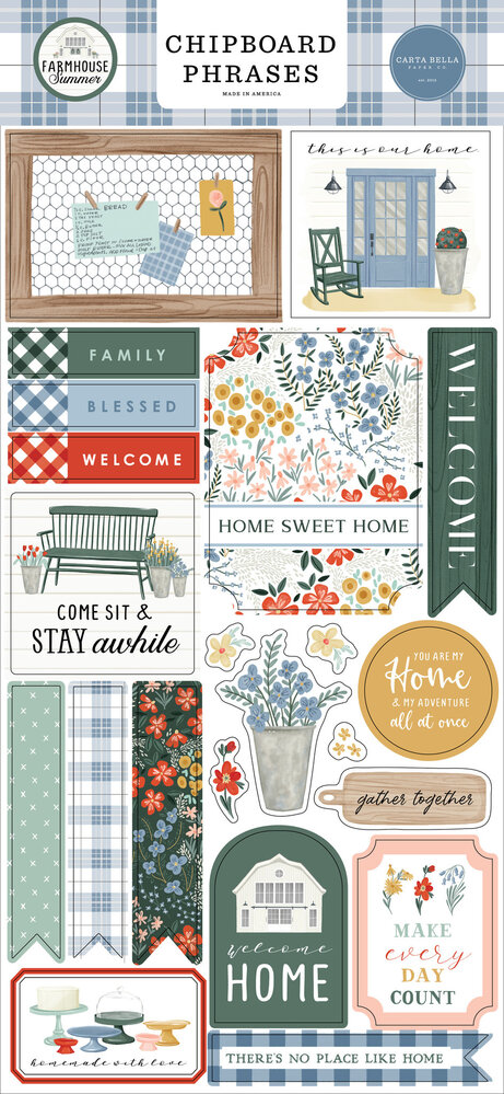 Carta Bella Farmhouse Summer Chipboard Phrases (CBFAS150022) (OUTLET)