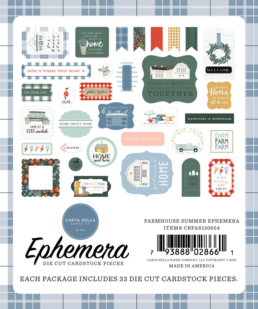 Carta Bella Farmhouse Summer Ephemera (CBFAS150024) (OUTLET)