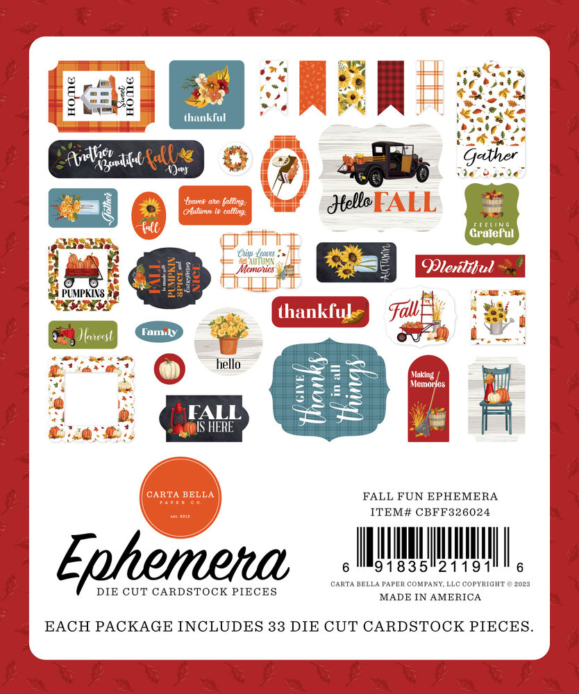 Carta Bella Fall Fun Ephemera (CBFF326024) (OUTLET)