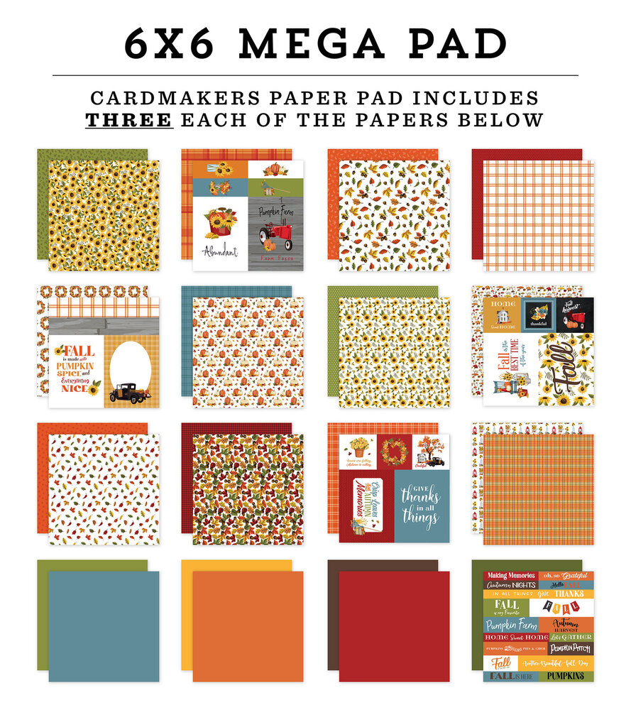 Carta Bella Fall Fun Cardmakers 6x6 Inch Mega Pad (CBFF326031) (OUTLET)