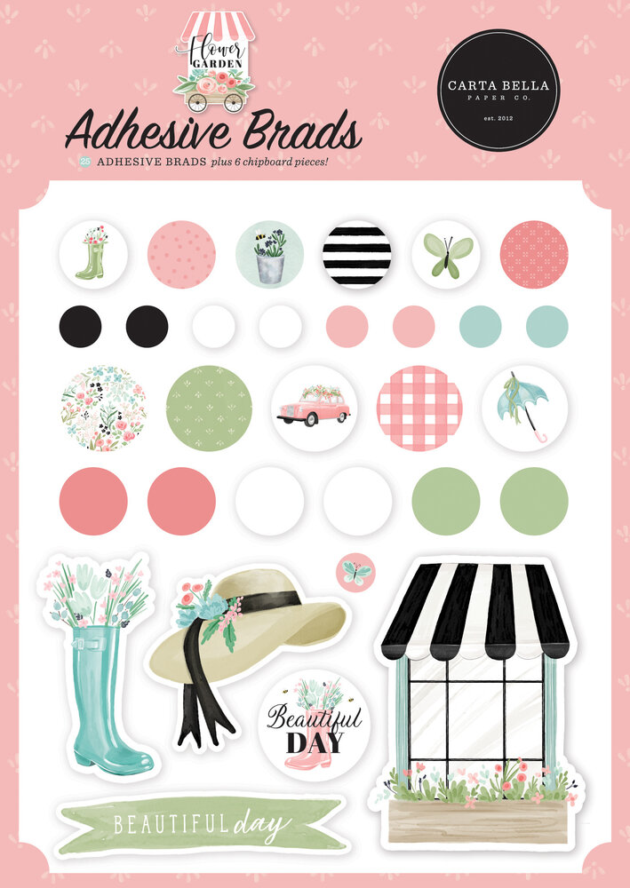 Carta Bella Flower Garden Adhesive Brads (CBGA130020) (OUTLET)