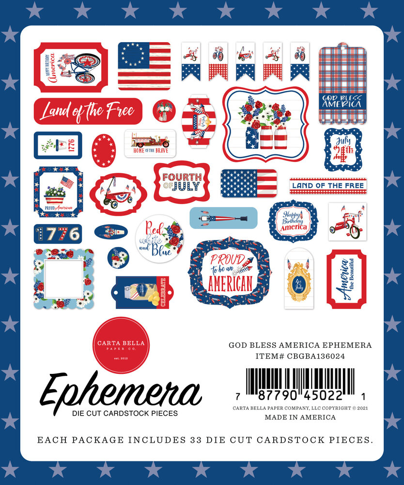 Carta Bella God Bless America Ephemera (CBGBA136024) (OUTLET)