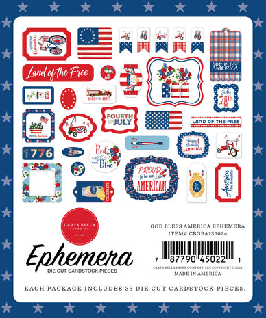 Carta Bella God Bless America Ephemera (CBGBA136024) (OUTLET)