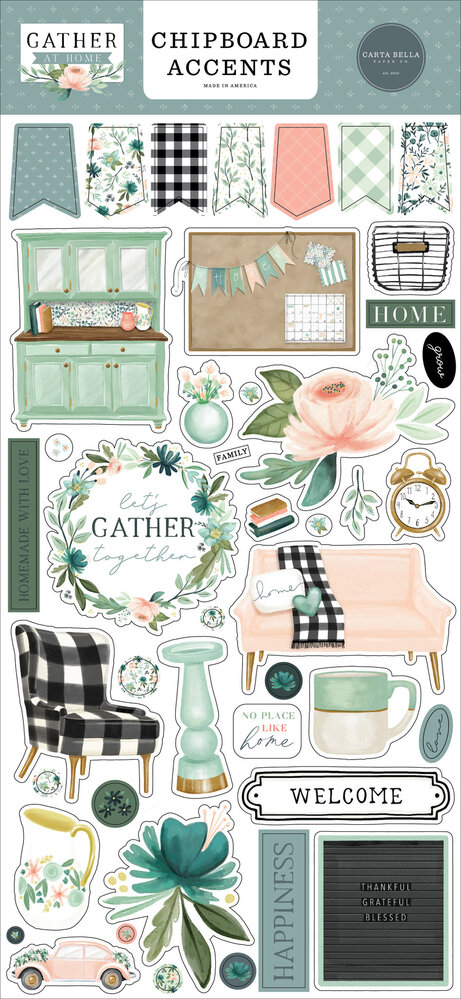Carta Bella Gather At Home Chipboard Accents (CBGH143021) (OUTLET)