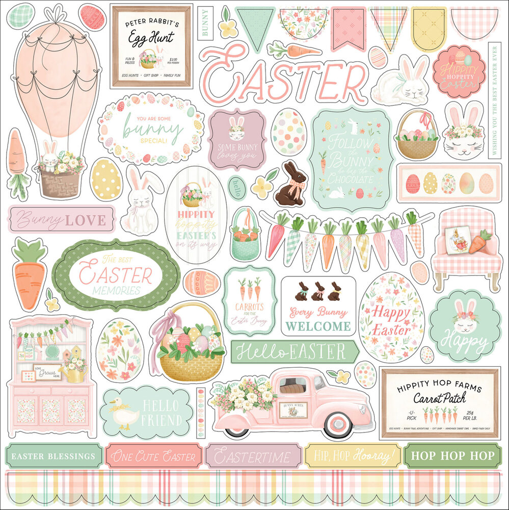 Carta Bella Here Comes Easter 12x12 Inch Element Sticker (CBHCE351014) (OUTLET)