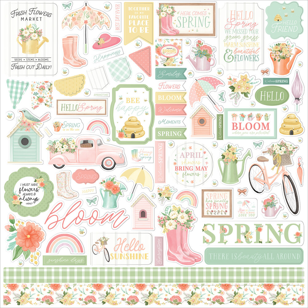 Carta Bella Here Comes Spring 12x12 Inch Element Sticker (CBHCS352014) (OUTLET)