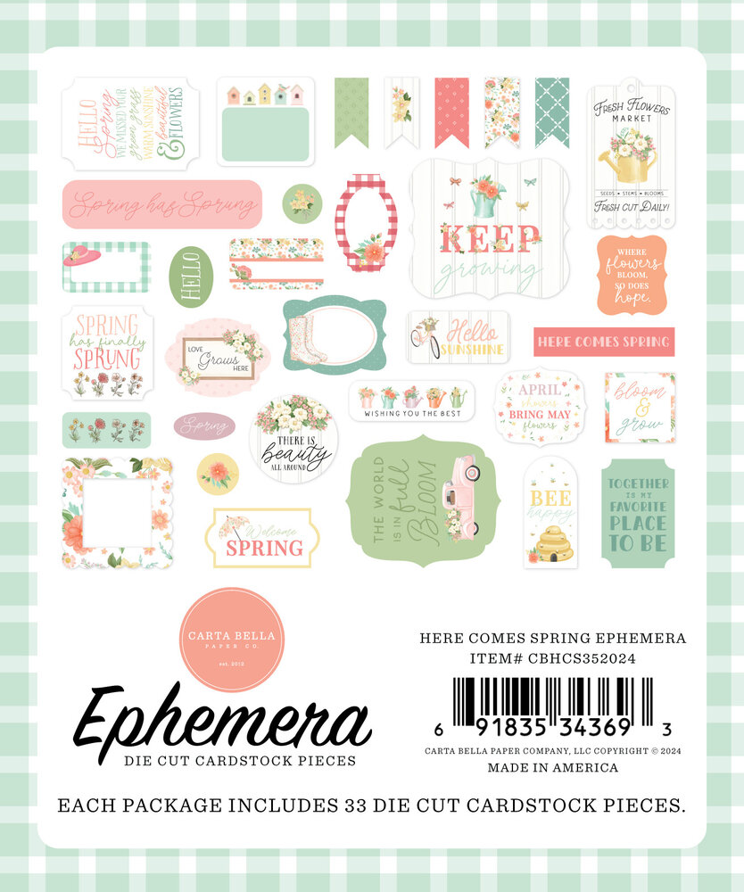 Carta Bella Here Comes Spring Ephemera (CBHCS352024) (OUTLET)