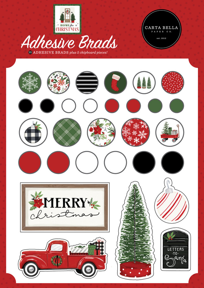 Carta Bella Home For Christmas Adhesive Brads (CBHFC139020) (OUTLET)