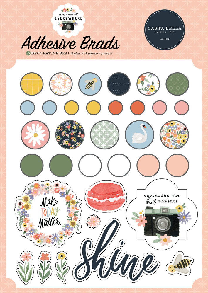Carta Bella Here There And Everywhere Adhesive Brads (CBHTE308020) (OUTLET) Carta Bella Here There And Everywhere Adhesive Brads (CBHTE308020) (OUTLET)