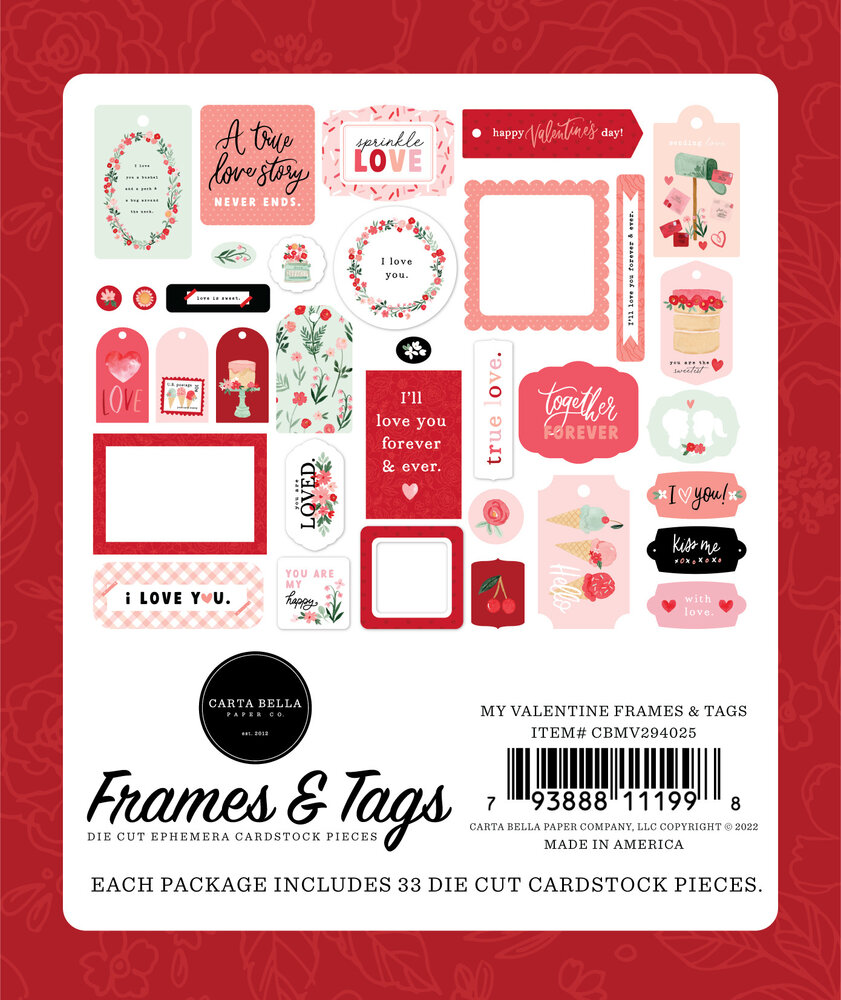 Carta Bella My Valentine Frames & Tags (CBMV294025) (OUTLET)
