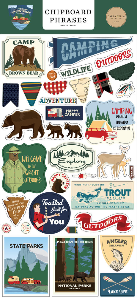 Carta Bella Outdoor Adventures Chipboard Phrases (CBOA134022) (OUTLET)