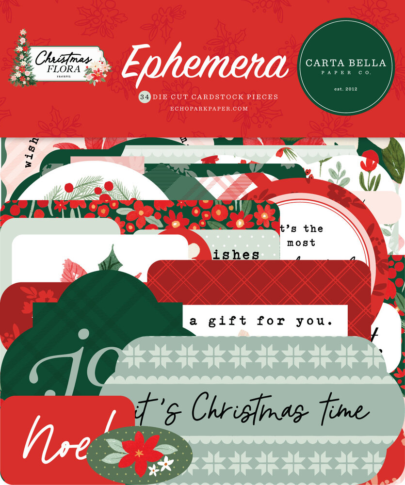 Carta Bella Peaceful Christmas Flora Ephemera (CBPCF341024) (OUTLET)