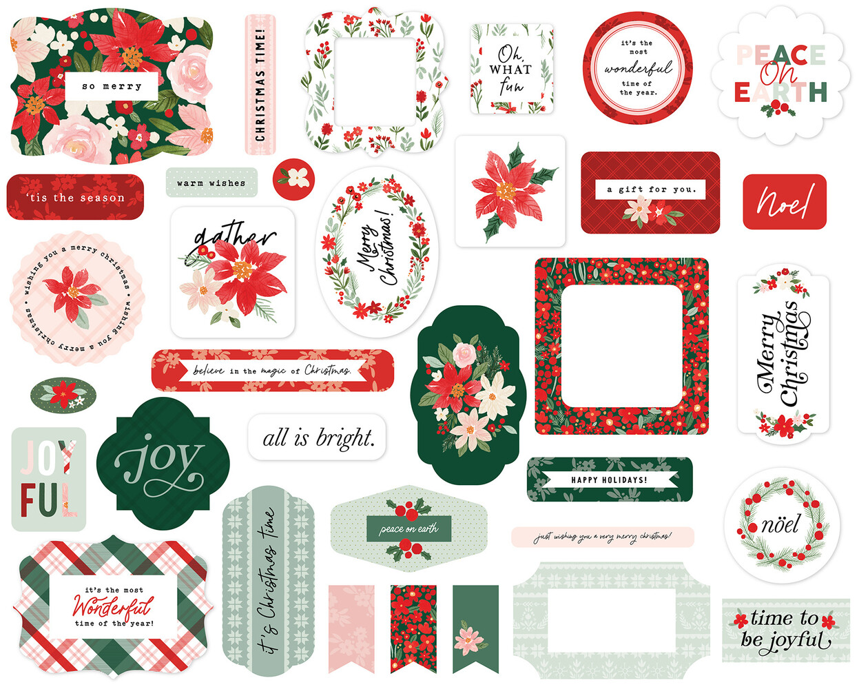 Carta Bella Peaceful Christmas Flora Ephemera (CBPCF341024) (OUTLET)