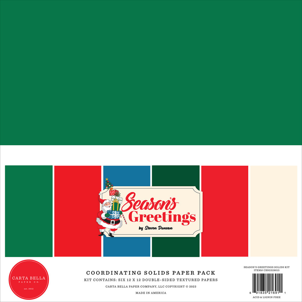 Carta Bella Season's Greetings 12x12 Inch Coordinating Solids Paper Pack (CBSG329015) (OUTLET) Carta Bella Season's Greetings 12x12 Inch Coordinating Solids Paper Pack (CBSG329015) (OUTLET)