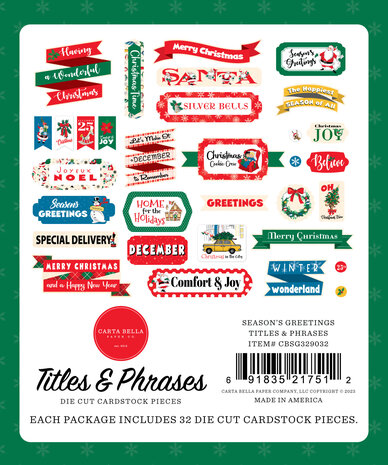Carta Bella Season's Greetings Titles & Phrases (CBSG329032) (OUTLET)