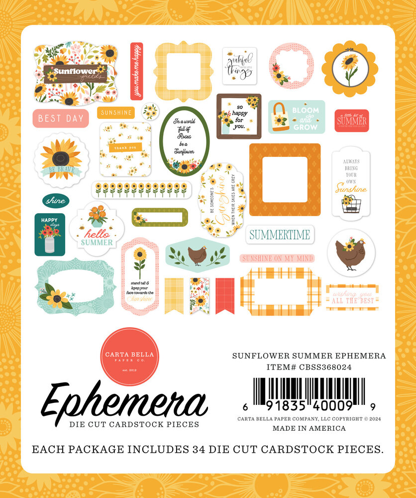 Carta Bella Sunflower Summer Ephemera (CBSS368024) (OUTLET)