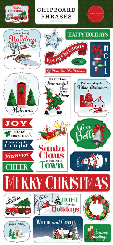 Carta Bella White Christmas Chipboard Phrases (CBWC156022) (OUTLET)