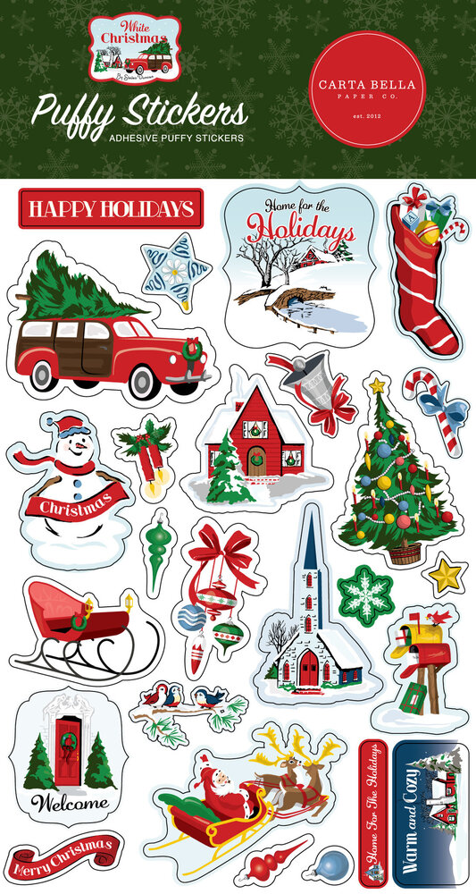 Carta Bella White Christmas Puffy Stickers (CBWC156066) (OUTLET)