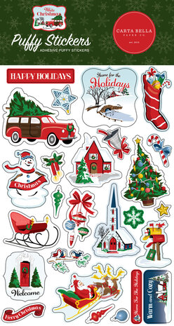 Carta Bella White Christmas Puffy Stickers (CBWC156066) (OUTLET)