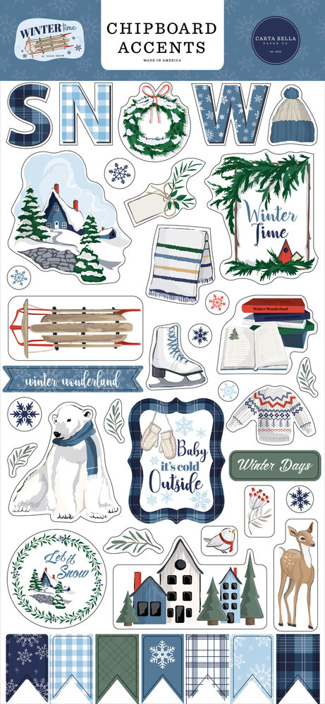 Carta Bella Wintertime Chipboard Accents (CBWT334021) (OUTLET)