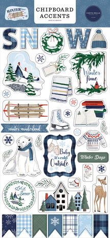 Carta Bella Wintertime Chipboard Accents (CBWT334021) (OUTLET)