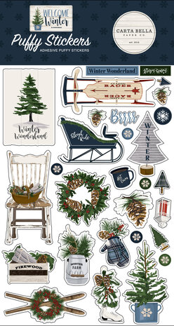 Carta Bella Welcome Winter Puffy Stickers (CBWW142066) (OUTLET)