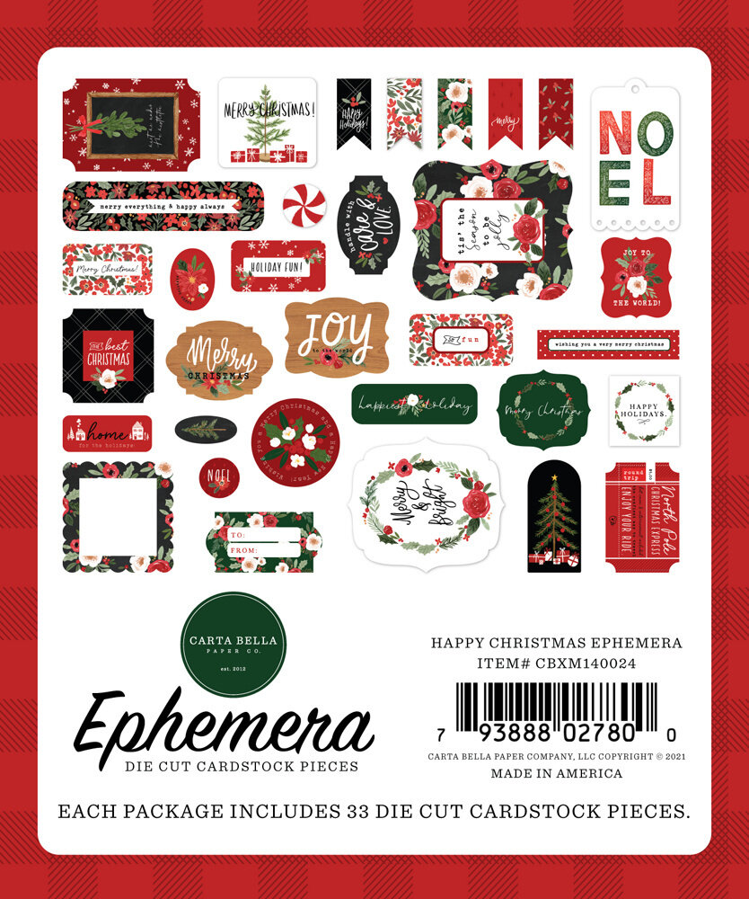 Carta Bella Happy Christmas Ephemera (CBXM140024) (OUTLET) Carta Bella Happy Christmas Ephemera (CBXM140024) (OUTLET)