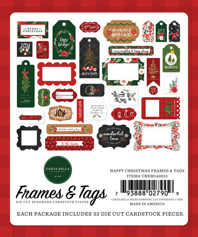 Carta Bella Happy Christmas Frames & Tags (CBXM140025) (OUTLET)