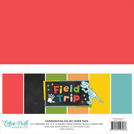Echo Park Field Trip 12x12 Inch Coordination Solids Paper Pack (FT478015)