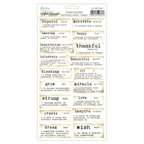 Mintay PRE-ORDER Art Journal 6x12 Inch Paper Stickers Dictionary Words Happy (MT-ART-S05) Mintay PRE-ORDER Art Journal 6x12 Inch Paper Stickers Dictionary Words Happy (MT-ART-S05)