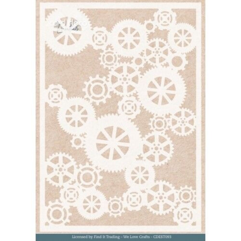 Card Deco Mixed Media Stencil Steampunk Gears (CDEST093)
