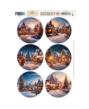 Berrie's Beauties Magical Winter Village Scenery Push Out Round (BBSC10120) Berrie's Beauties Magical Winter Village Scenery Push Out Round (BBSC10120)