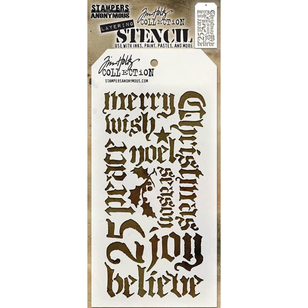 Stampers Anonymous PRE-ORDER Tim Holtz Holiday Script Layering Stencil (THS066) Stampers Anonymous PRE-ORDER Tim Holtz Holiday Script Layering Stencil (THS066)