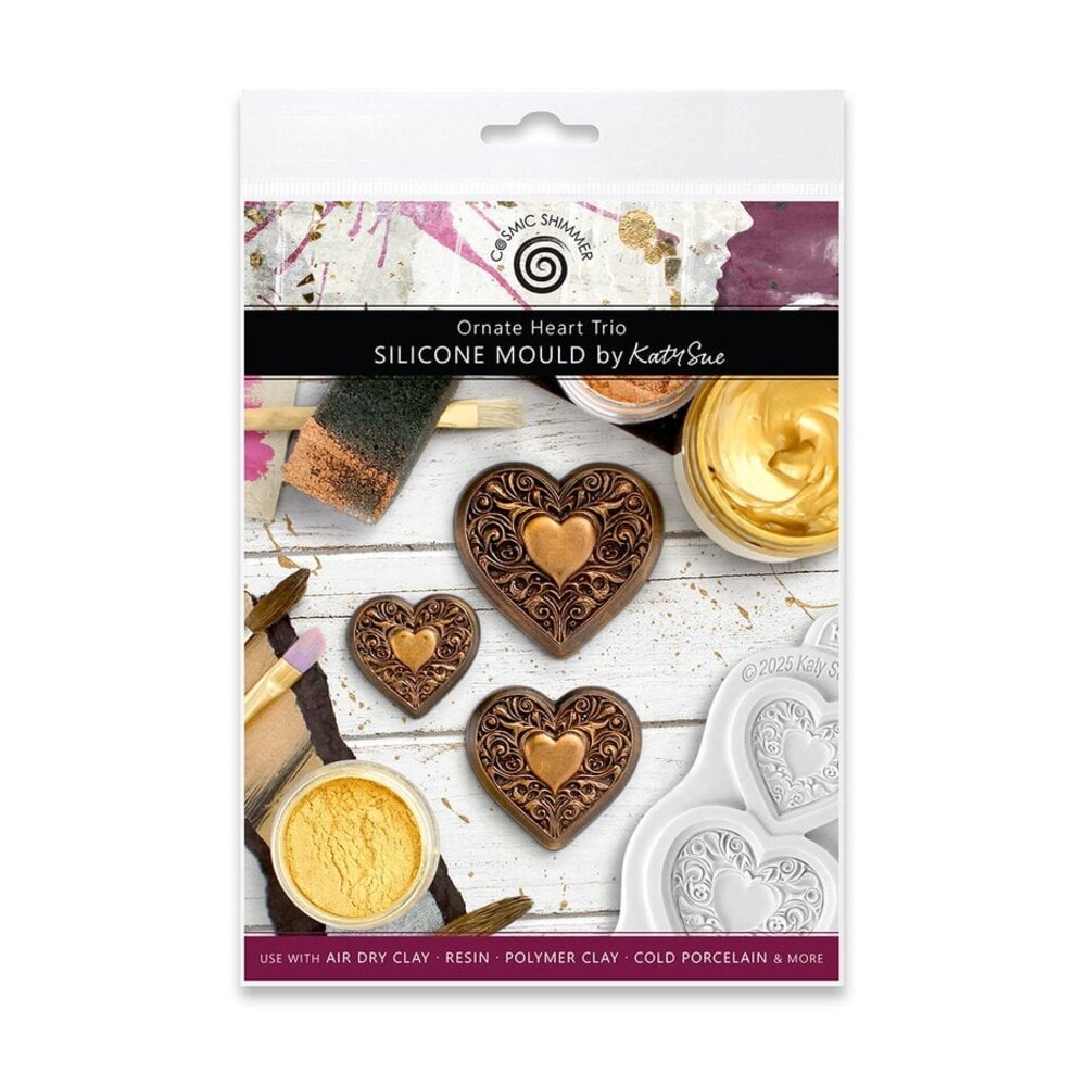Cosmic Shimmer Silicone Mould Ornate Heart Trio (CE0151-CS)