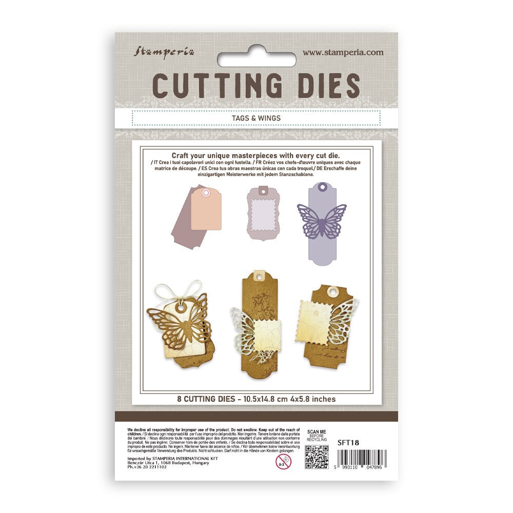 Stamperia Cutting Dies A6 Tags and Wings (SFT18)