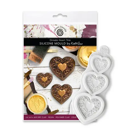 Cosmic Shimmer Silicone Mould Ornate Heart Trio (CE0151-CS)