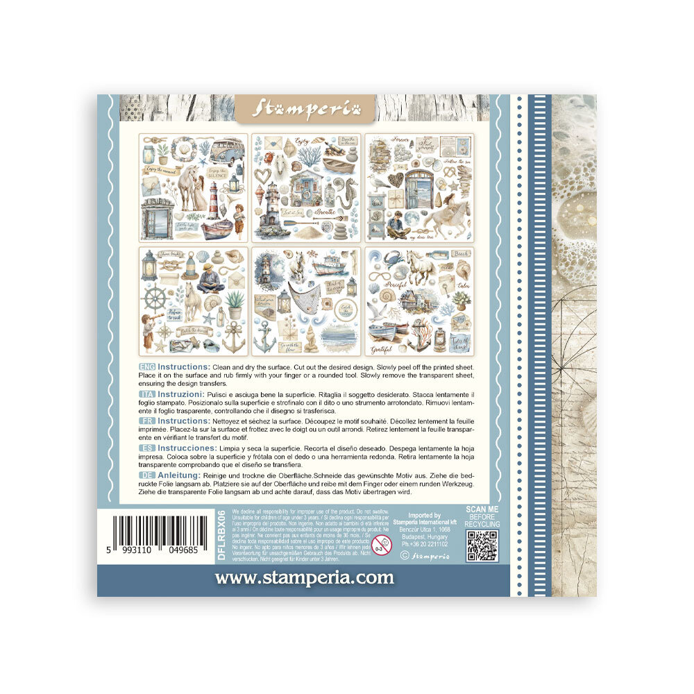 Stamperia Silent Sea 6x6 Inch Rub-On Assortment (DFLRBX06)