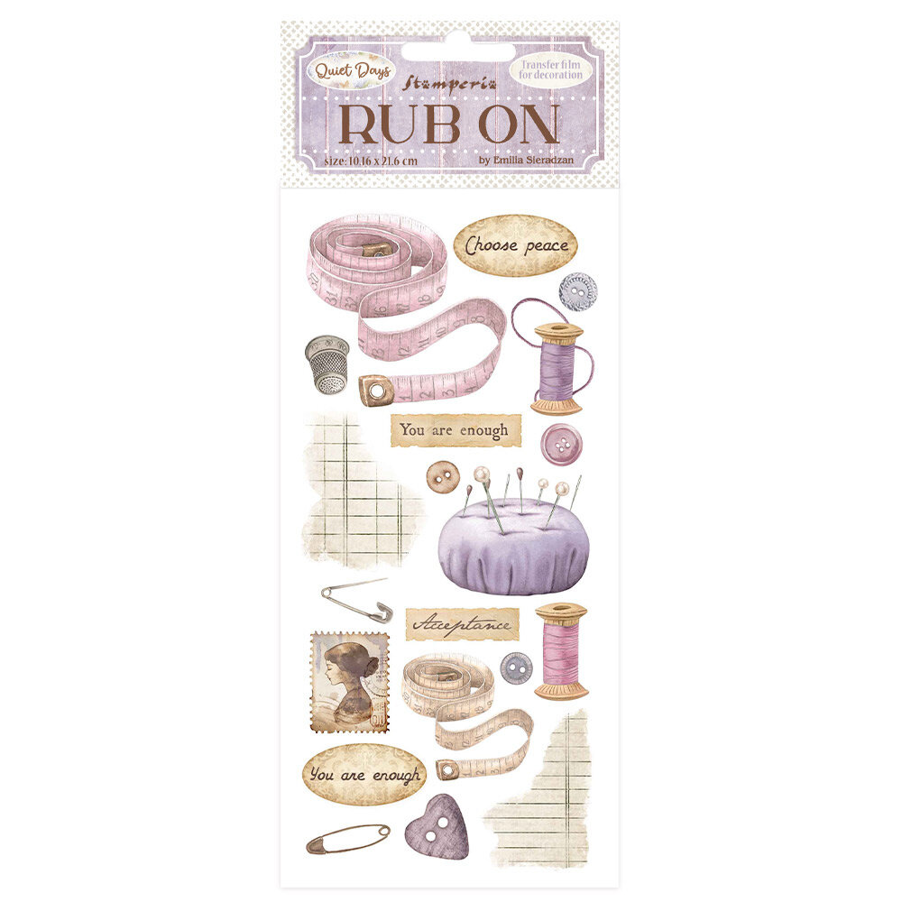 Stamperia Quiet Days Rub-On 4x8,5 Inch Sewing (DFLRB204)