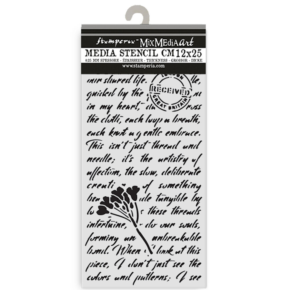Stamperia Quiet Days Thick Stencil 12x25cm Manuscript (KSTDL136)