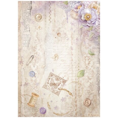 Stamperia Quiet Days A4 Rice Paper Sewing (DFSA41074)
