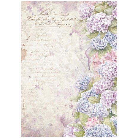 Stamperia Quiet Days A4 Rice Paper Hydrangea (DFSA41076)
