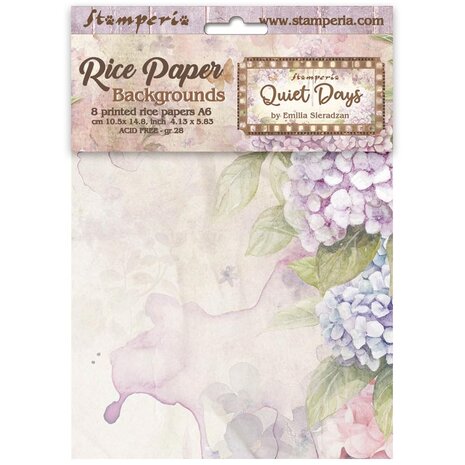 Stamperia Quiet Days A6 Rice Paper Backgrounds (DFSAK6047)