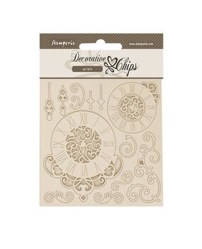 Stamperia Quiet Days Decorative Chips Clock & Swirls (SCB276)