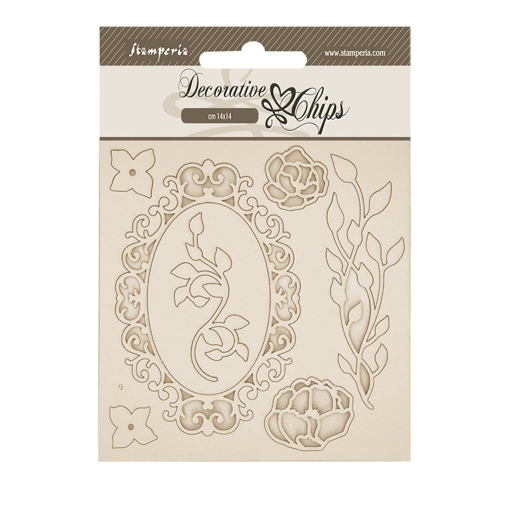 Stamperia Quiet Days Decorative Chips Frame with Flowers (SCB277)
