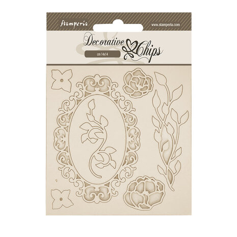 Stamperia Quiet Days Decorative Chips Frame with Flowers (SCB277)