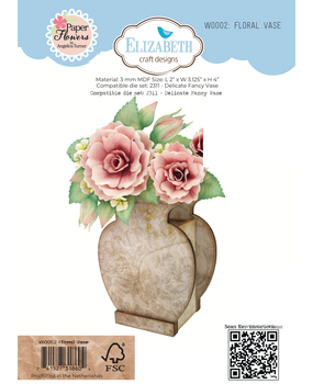 Elizabeth Craft Designs PRE-ORDER Bohemian Rose MDF Floral Vase (W0002)