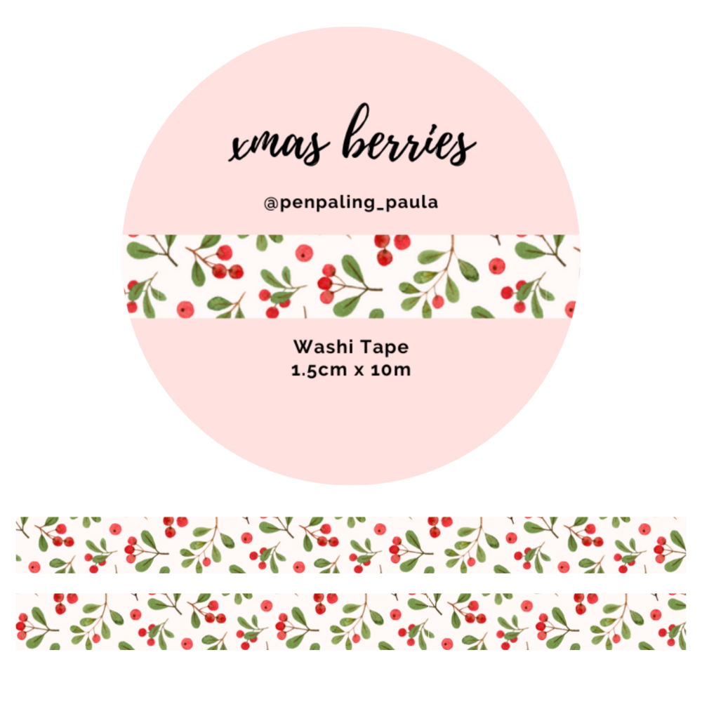 Penpaling Paula Xmas Berries Washi Tape (WT127) Penpaling Paula Xmas Berries Washi Tape (WT127)