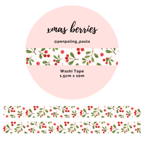Penpaling Paula Xmas Berries Washi Tape (WT127) Penpaling Paula Xmas Berries Washi Tape (WT127)